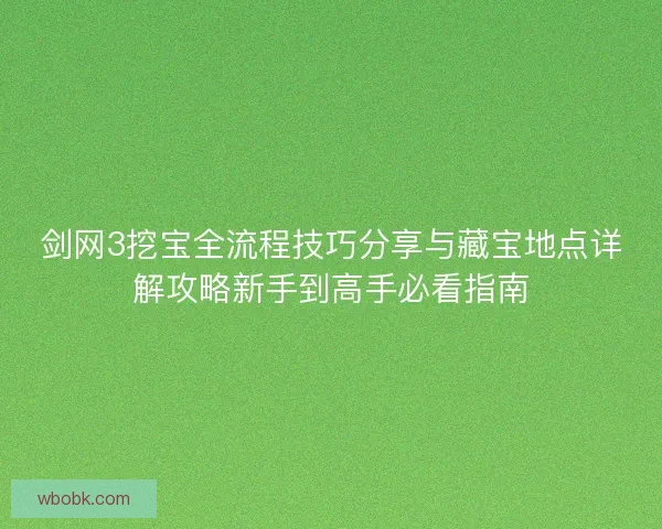 剑网3挖宝全流程技巧分享与藏宝地点详解攻略新手到高手必看指南 剑网3挖宝全流程技巧分享与藏宝地点详解攻略新手到高手必看指南
