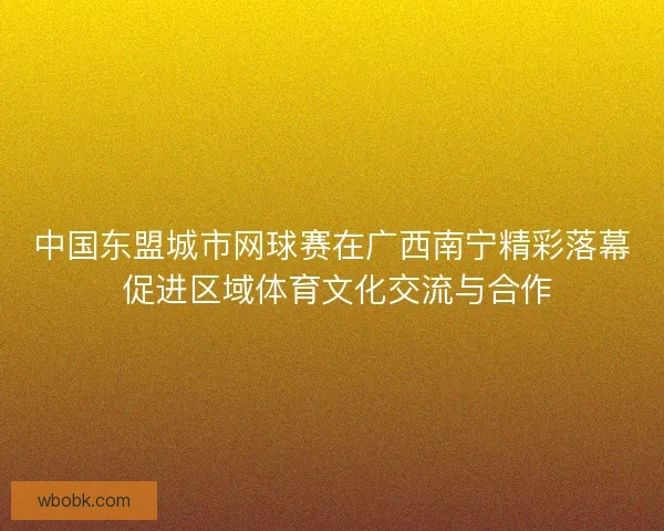 中国东盟城市网球赛在广西南宁精彩落幕 促进区域体育文化交流与合作