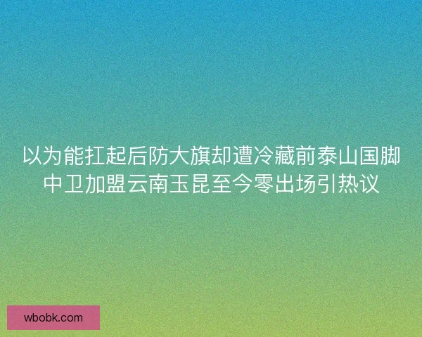 以为能扛起后防大旗却遭冷藏前泰山国脚中卫加盟云南玉昆至今零出场引热议 以为能扛起后防大旗却遭冷藏前泰山国脚中卫加盟云南玉昆至今零出场引热议