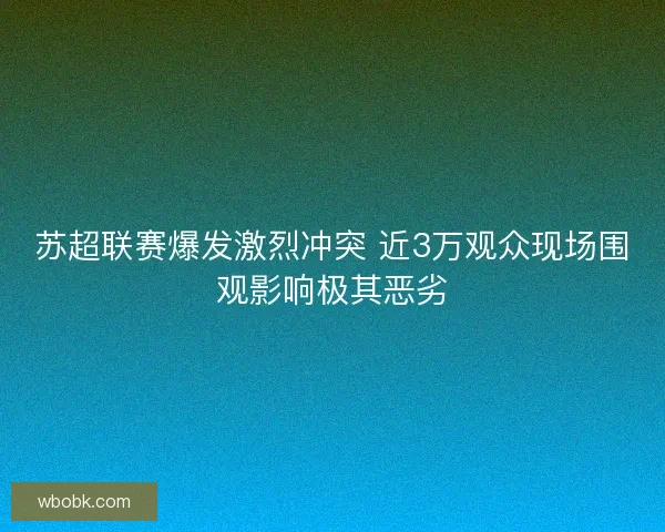 苏超联赛爆发激烈冲突 近3万观众现场围观影响极其恶劣 苏超联赛爆发激烈冲突 近3万观众现场围观影响极其恶劣